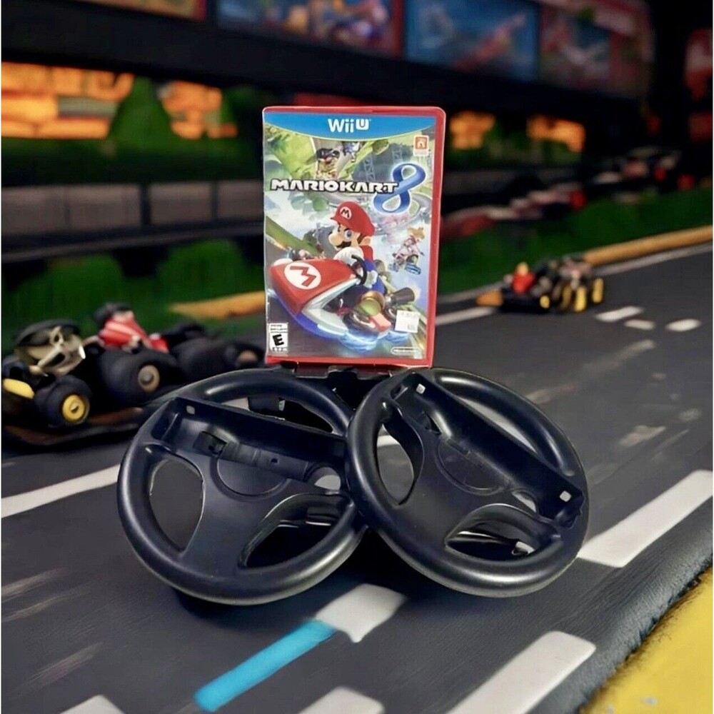 Mario Kart 8 (Nintendo Wii U) Complete w/Two OEM Steering Wheels